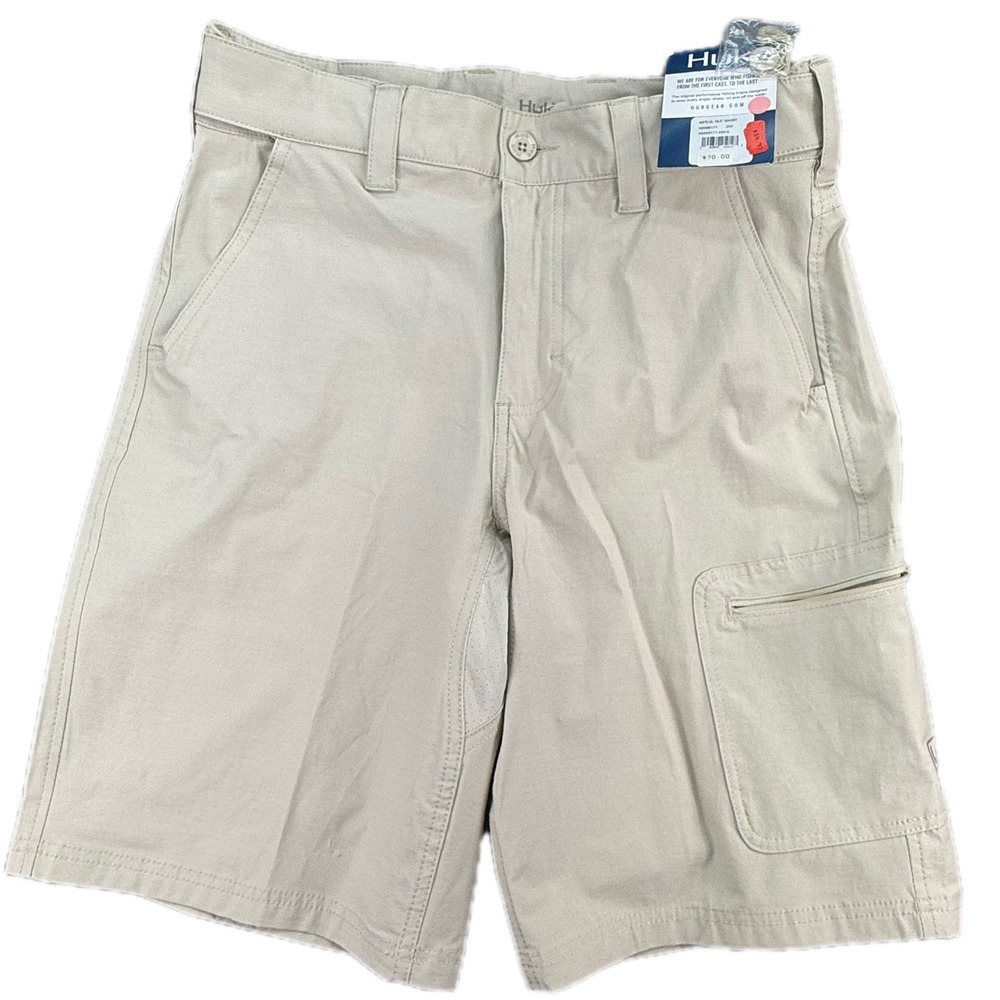 Huk NXTLVL Fishing Shorts Mens S Beige 10.5 Inseam Performance H2000171-250-S